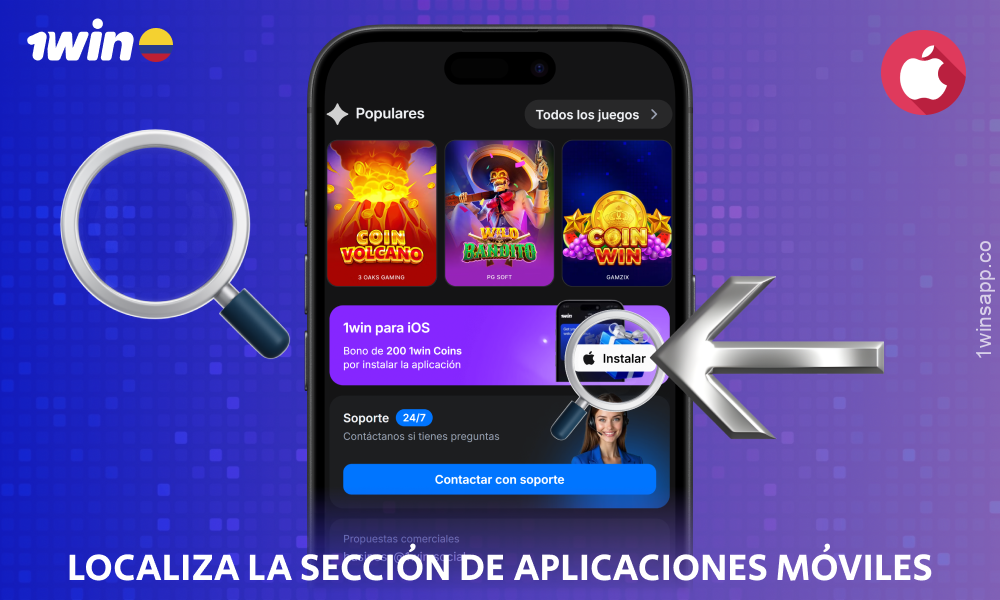 Vaya a la sección Aplicaciones móviles para descargar 1win para iOS