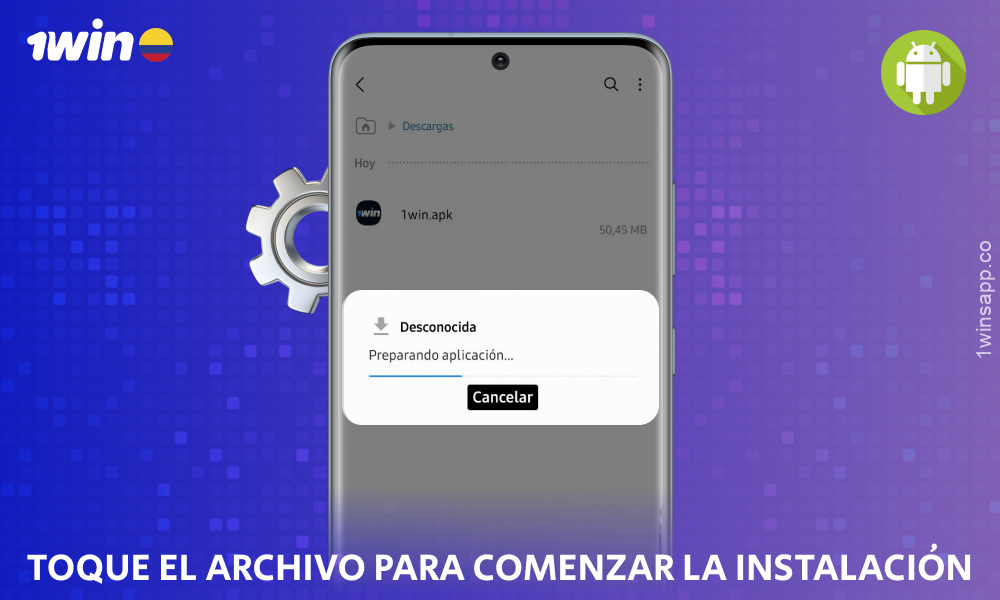 Haga clic en el archivo APK de la aplicación 1win para Android para iniciar la instalación