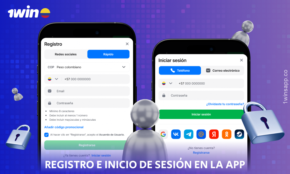 Registrarse e iniciar sesión en la aplicación 1win Colombia es sencillo y seguro y se puede hacer en unos pocos pasos